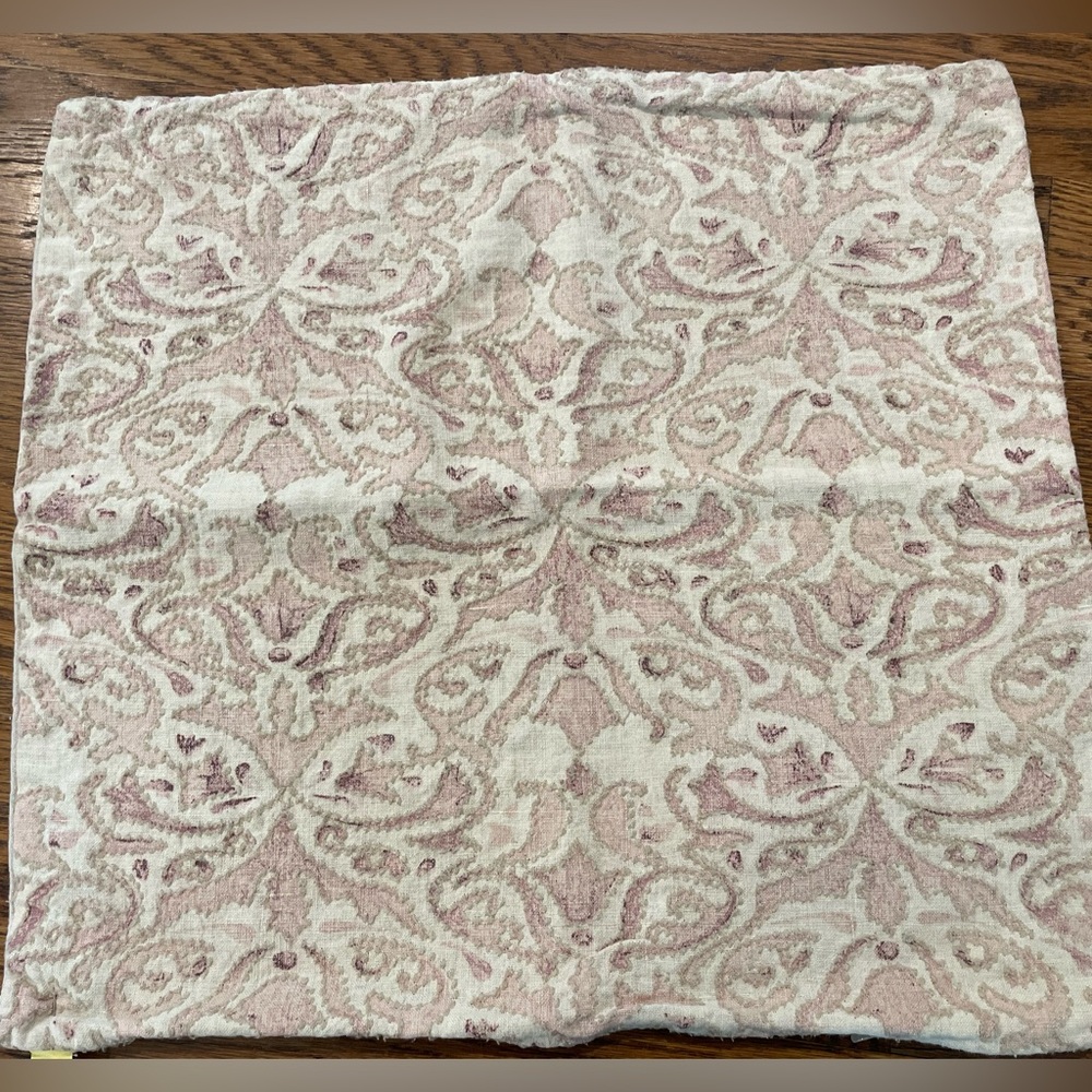 Pottery Barn Reilley Pink Pillow Cover 22inch Crewel Embroidered Linen Spring